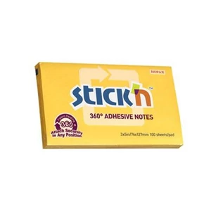 Öntapadós jegyzettömb Stick N 76x127 mm, 100 lap, 360, sárga