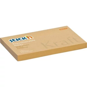 Öntapadós jegyzettömb Stick N 76x127 mm, 100 lap, Kraft Notes, barna