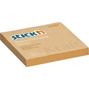 Öntapadós jegyzettömb Stick N 76x76 mm, 100 lap, Kraft Notes, barna