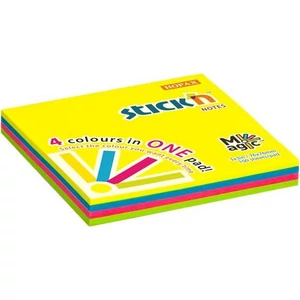 Öntapadós jegyzettömb Stick N 76x76 mm, 100 lap, Magic Pad neon színek