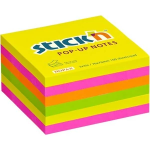 Öntapadós jegyzettömb Stick N csomag, "Z", 76x76 mm, 6x100 lap neon színek
