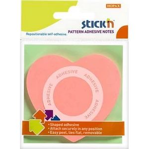 Öntapadós jegyzettömb Stick N szív alakú, 70x70 mm, 50 lap, rózsaszín