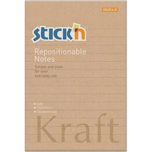 Öntapadós jegyzettömb Stick N vonalas,150x101 mm, 100 lap, Kraft Notes