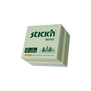 Öntapadós kockatömb Stick N 76x76mm,400 lap,erdő színei pasztell mix