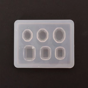 Öntőforma szilikon átlátszó vegyes kör és négyzet 4 x 5 x 0,5 cm 5 db/csom