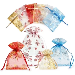 Organza tasak karácsonyi karácsonyi vegyes színek 12db/cs, 12x17