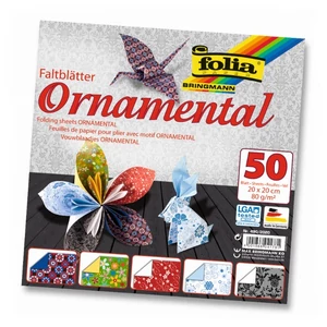 Origami papír Folia ornamental" 20x20cm klf 50lap mintás fólia fényes
