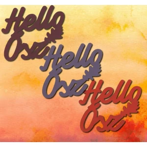 Őszi dekor fa felirat Hello Ősz felirat, színes, 5x5,5cm 3db/csomag