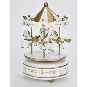 Zenélő körhinta lovas fehér, átmérő:11cm, mag:18cm