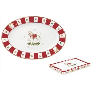 Ováltálca Porcelán karácsonyi 35x23,5cm, dobozban, Christmas Eve