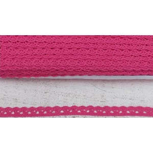 Szalag csipke magenta 1cmx20m. Pamut Szalag csipke magenta