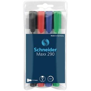 Táblamarker Schneider Maxx 290' 2-3mm kerek hegyű 4színű szett Írószerek SCHNEIDER 129094