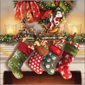 Szalvéta Ambiante karácsony Hanging stockings papírszalvéta 25x25cm,15db-os