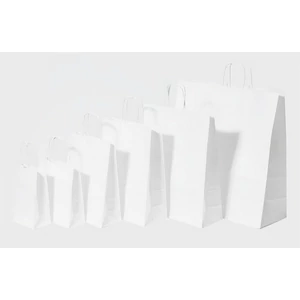 Papírtasak sodrott füles fehér 32x12x41cm-es, darabra (200 db/karton)