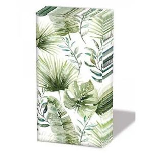 Papírzsebkendő 10db-os Jungle leaves white