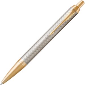 Parker IM golyóstoll Premium Premium - Warm szürke cizellált tolltest arany klipszes-nyomógombos toll