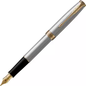 Parker Sonnet töltőtoll Rozsdamentes acél tolltest arany klipszes-kupakos toll
