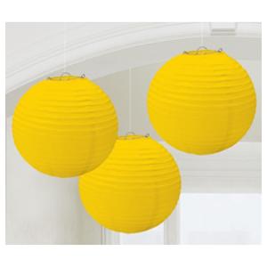 Lampion 24cm gömb sárga 3db/csomag