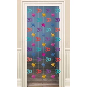Party ajtó dekor 30 30.születésnapra, 90x198cm csillag és 30-as szám formák