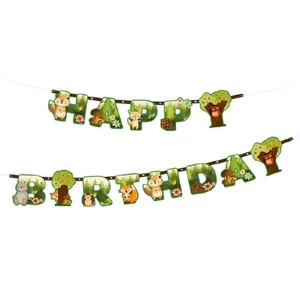 Party banner Boldog Születésnapot zászló Erdő állatai 210x16cm