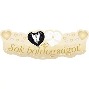 Party Banner Esküvői Sok Boldogságot! dekorációs felirat 90x30cm (1db/csomag) Esküvőre