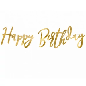 Party banner Happy Brithday, arany 16,5x62cm