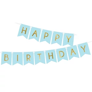 Party banner szülinapi Happy Birthday, világoskék 175cm