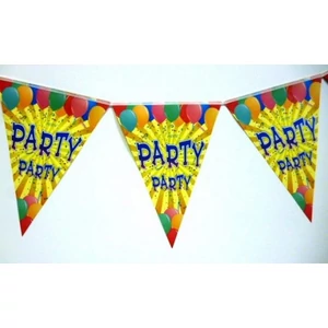 Party banner 2m Zászló fűzér Party feliratos 12zászlós Parti papír zászlófűzér Party felirattal