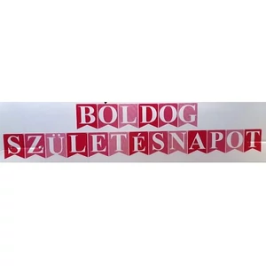 Party banner 4,8m Zászlófűzér Boldog Születésnapot rózsaszín 19 db papír zászló betűvel