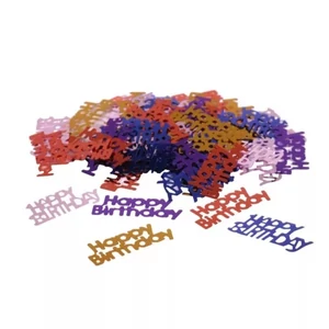 Party konfetti dekor metál multicolor, Happy Birthday 14g