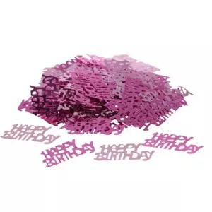 Party dekor konfetti metál pink, Happy Birthday 14g