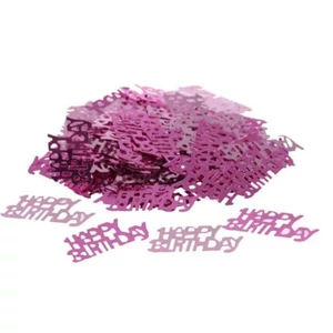 Party konfetti dekor metál pink, Happy Birthday 14g