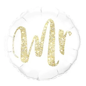 Partylufi fólia 18"-es, 45cm Mr. feliratú, glitter gold