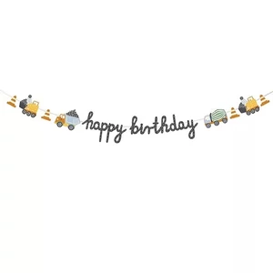 Party banner építő járművek happy birthday 2m