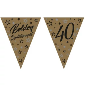 Party banner felirat zászló, Boldog Szülinapot 40. arany csillagos, 3,2m