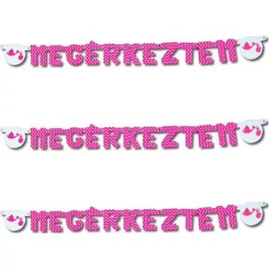 Party banner baba születés Megérkeztem felirat, magenta szín