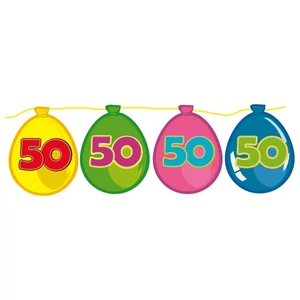 Party banner füzér Évszámos, lufis 50