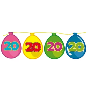 Party banner füzér Évszámos, lufis 20.