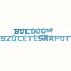 Party banner kék pöttyös Boldog Születésnapot