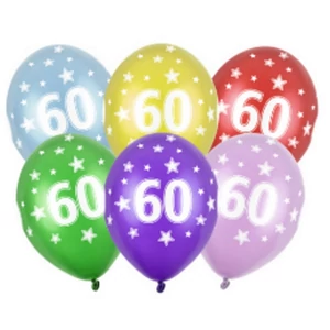 Partylufi évszámos 60-as szám, metál színek 5db/csomag vegyes színekben