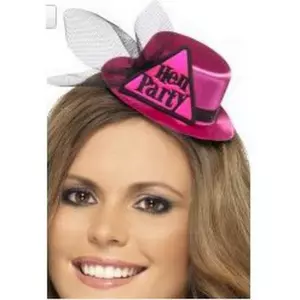 Party kiegészítő pink mini kalap, Hen Party felirattal