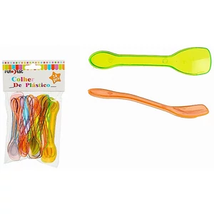 Party koktélkanál Colher de Plastico kiszélesedő véggel 24db-os vegyes színű party kellék