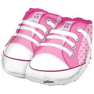 Party Lufi 18"-45cm babacipő pink fólia lufi +hélium