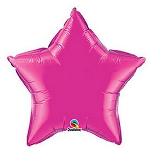 Party Lufi 20" Szülinapi Sötét rózsaszín Magenta csillag Fólia Léggömb+hélium