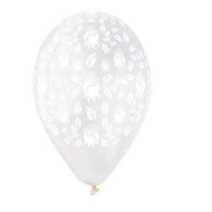 Party Lufi 30cm-es, rózsás átlátszó printelt 10db/csomag