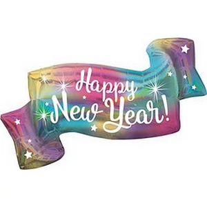 Partylufi 39"-99cm Irrizáló "Happy New Year"szilveszteri Fólialufi +hélium