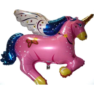 Party Lufi 47"-120cm Szülinapi Szárnyas Póni rózsaszín Super Sharpe Fólia Léggömb+hélium