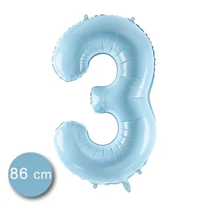 Party Lufi fólia 86cm 3.születésnapra, világoskék