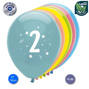 Party Lufi évszámos 10db/csomag, vegyes színekben 2-es, 30cm