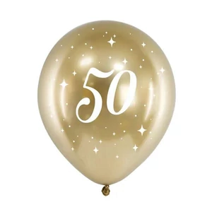 Party lufi évszámos 50 , 6 db/csomag arany színben